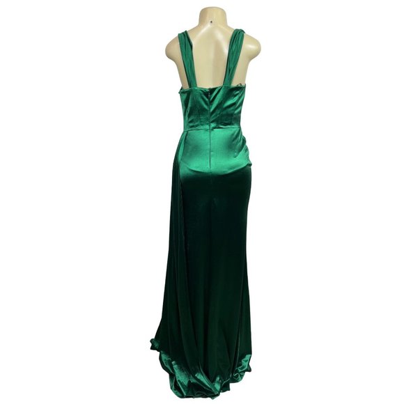 Moda Glam Women’s Green Long Evening Haltered Dress Sz 10 - Picture 6 of 10